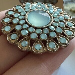 Elegant Gold and Ice Blue Statement stud earrings